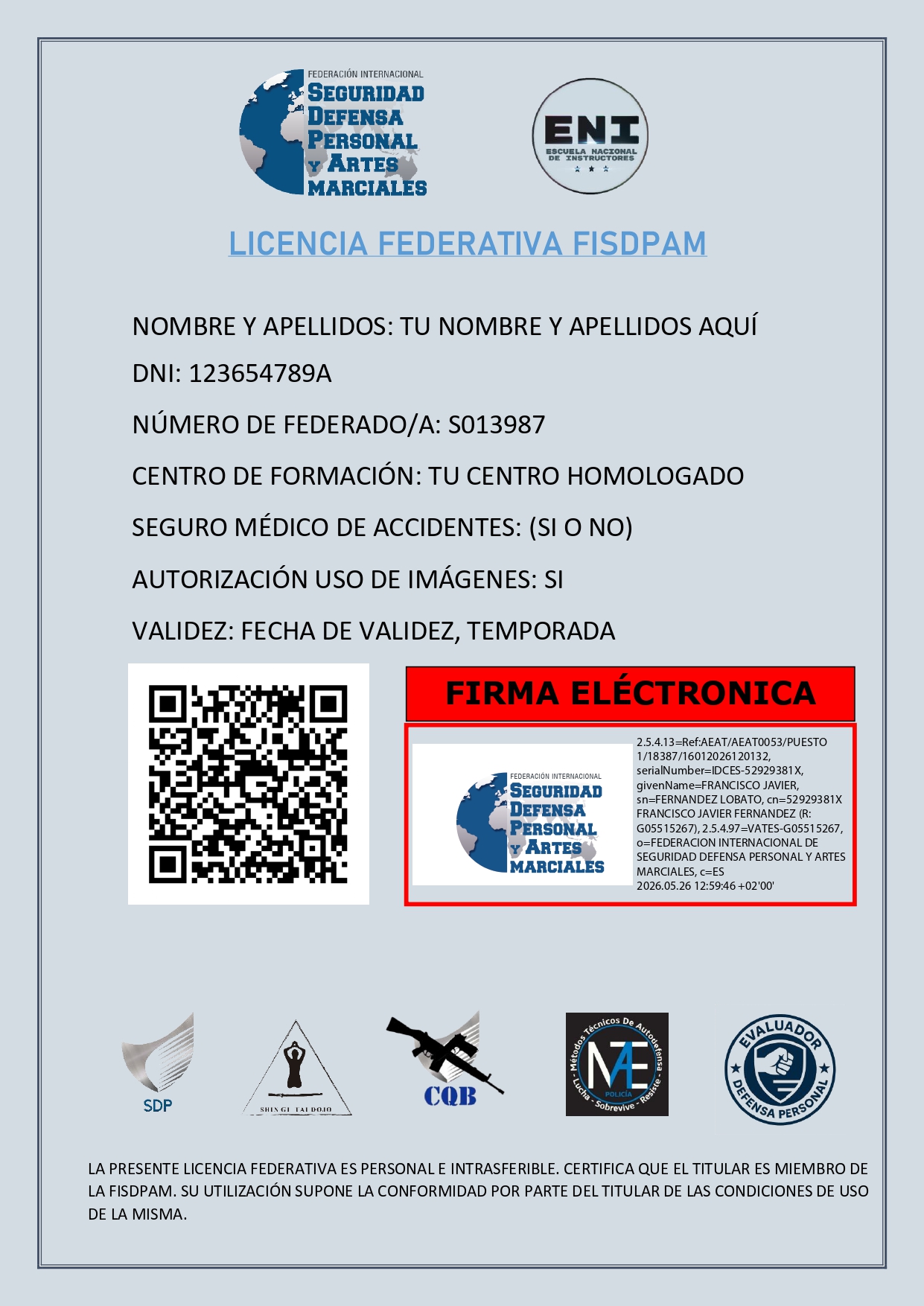 Modelo de Licencia Federativa Digital FISDPAM